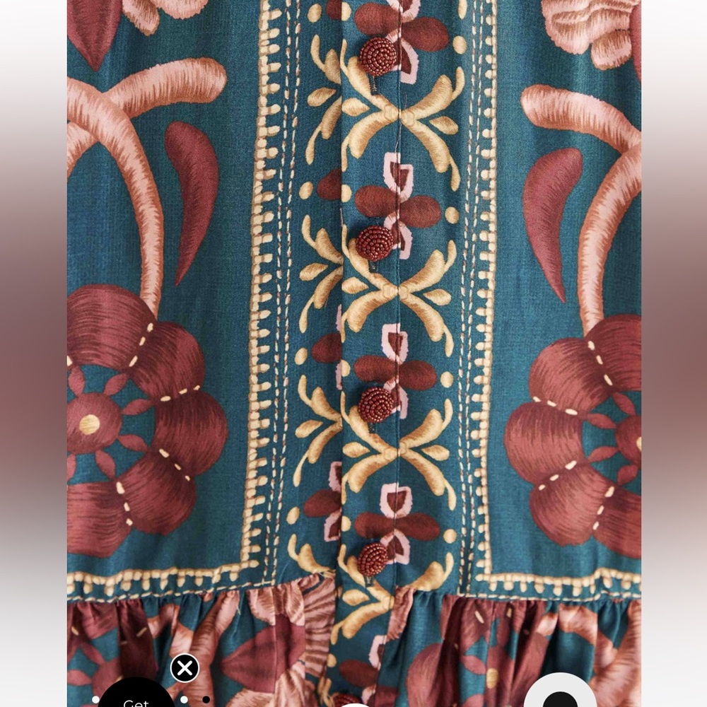 Farm Rio Teal Seashell Tapestry Lenzing™ Ecovero™ Viscose Mini Dress S - Picture 8 of 15